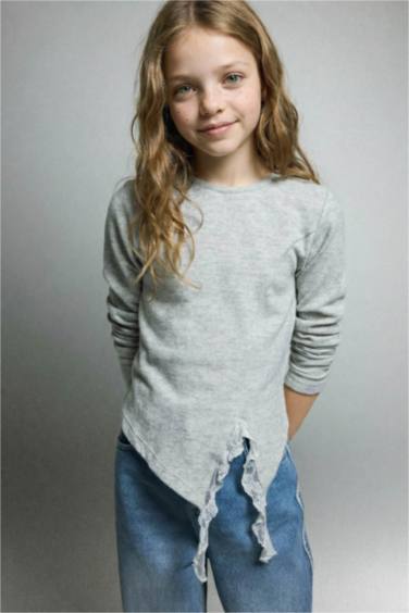 Girl Slim Fit Lace Detail Ribbed Camisole T-Shirt