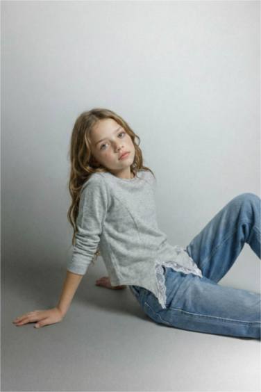 Girl Slim Fit Lace Detail Ribbed Camisole T-Shirt