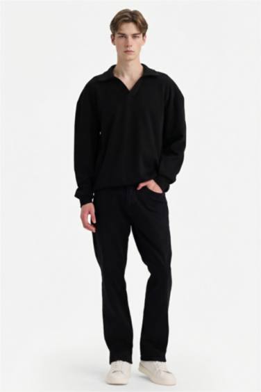 Boxy Fit Polo Yaka Sweatshirt