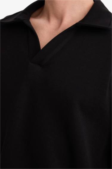 Boxy Fit Polo Yaka Sweatshirt