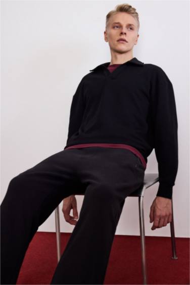 Boxy Fit Polo Yaka Sweatshirt