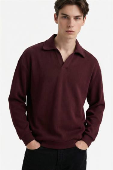 Boxy Fit Polo Yaka Sweatshirt