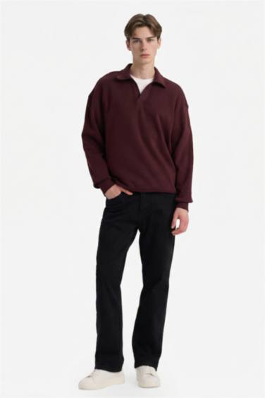 Boxy Fit Polo Yaka Sweatshirt