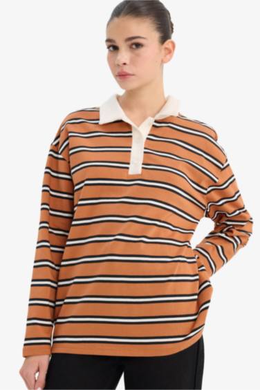 Loose Fıt Polo Yaka Sweatshirt