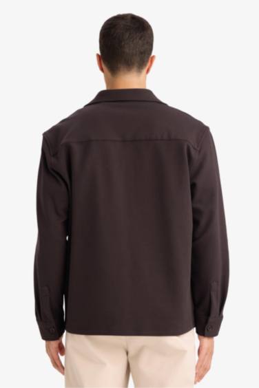 Relax Fit Polo Collar Cotton Long Sleeve Shirt