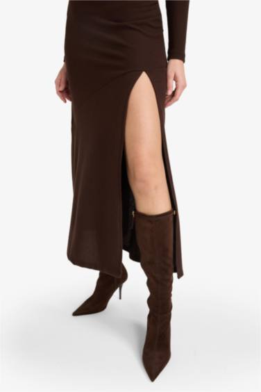 فستان ميدي ردن طويل بياخة مستديرة