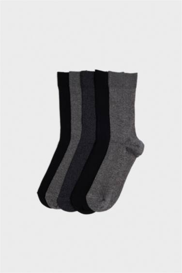 Erkek 5'li Pamuklu Uzun Çorap