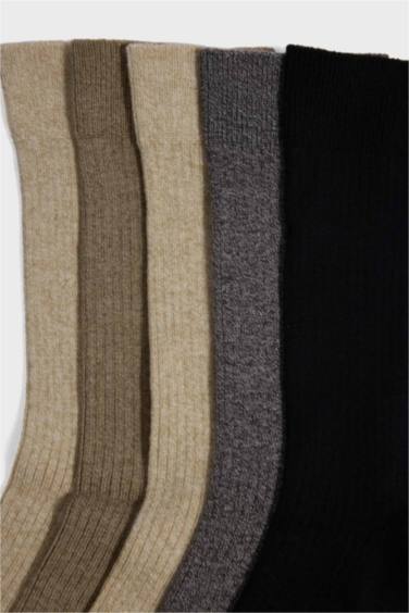 Erkek 5'li Pamuklu Uzun Çorap