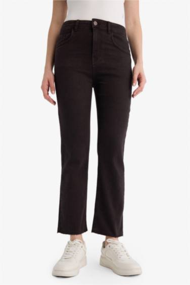 Crop Flare Fit Yüksek Bel Bilek Boy Jean Pantolon