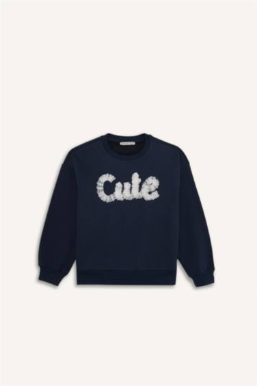 Kız Çocuk 2'li Takım Baskılı Sweatshirt Eşofman Altı