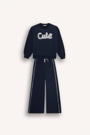 سيت بناتي تقيل قماش سويت شيرت - قطعتين