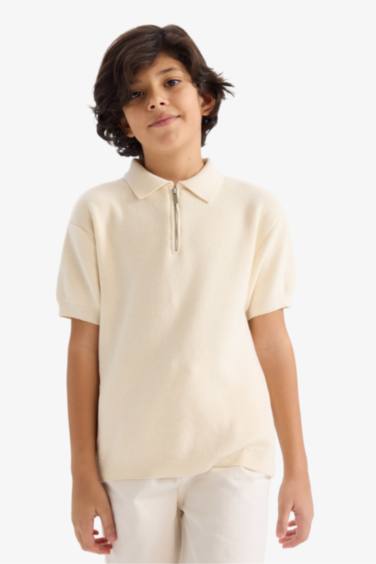 Boy Regular Fit Polo Collar Pullover