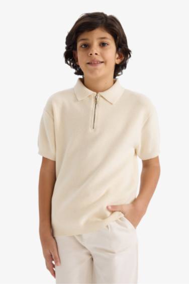 Boy Regular Fit Polo Collar Pullover