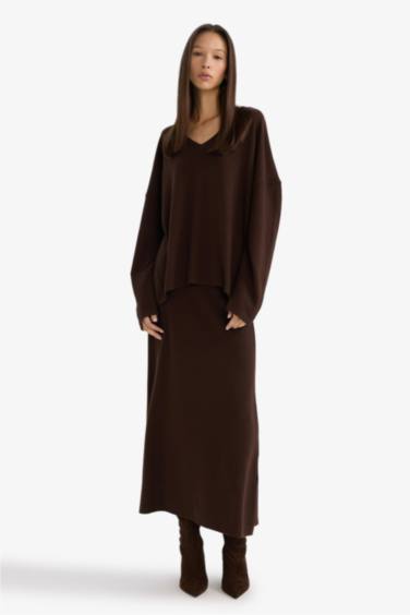 Relax Fit V Yaka Ribana Sweatshirt