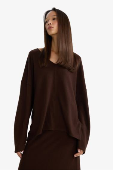 Relax Fit V Yaka Ribana Sweatshirt