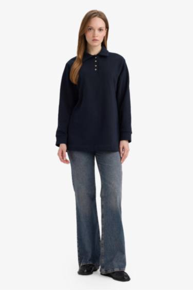 سويت شيرت طويل قصة عادية قماش سميك