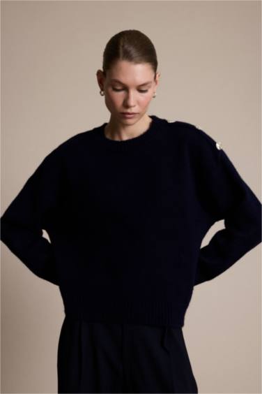 Oversize Fit Crew Neck Knitwear Pullover