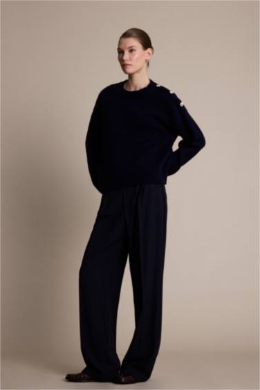 Oversize Fit Crew Neck Knitwear Pullover