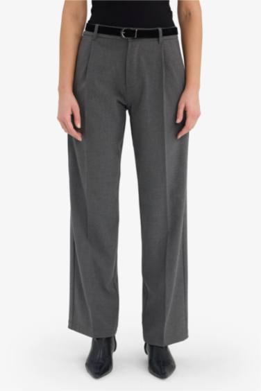 Wide Leg Çift Cepli Yüksek Bel Düz Paça Pantolon