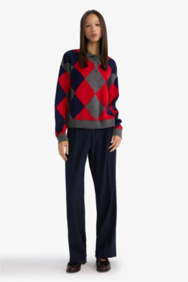 Wide Leg Çift Cepli Yüksek Bel Düz Paça Pantolon