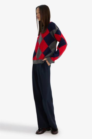 Wide Leg Çift Cepli Yüksek Bel Düz Paça Pantolon