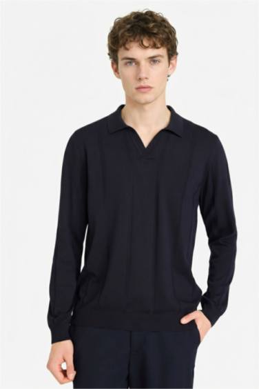 بلوفر تريكو قصة عادية بياقة بولو