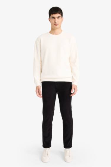 Bisiklet Yaka Waffle Sweatshirt