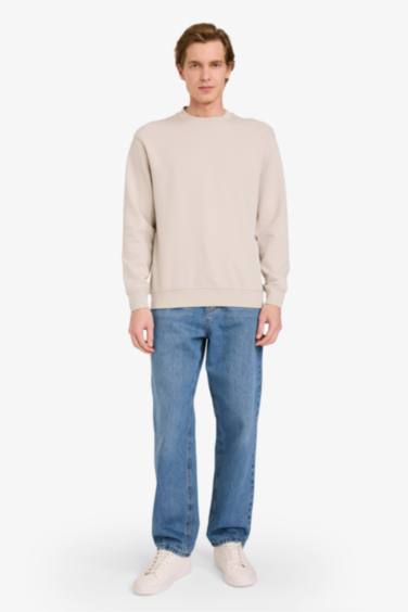 Bisiklet Yaka Basic Düz Sweatshirt