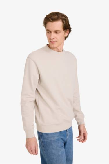 Bisiklet Yaka Basic Düz Sweatshirt