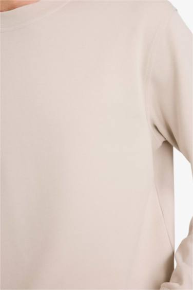 Bisiklet Yaka Basic Düz Sweatshirt