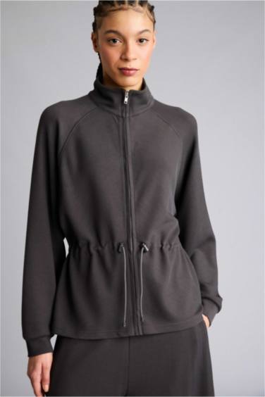 Standard Fit Stand Collar Modal Cardigan