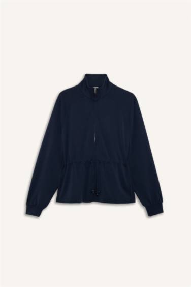 Standart Fit Dik Yaka Fermuarlı Modal Hırka