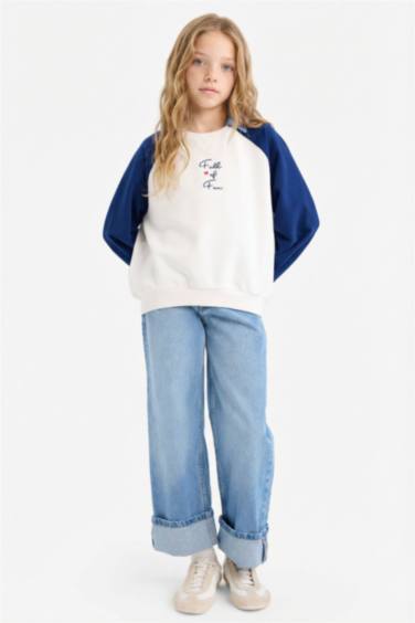 Slogan Polo Collar Sweatshirt