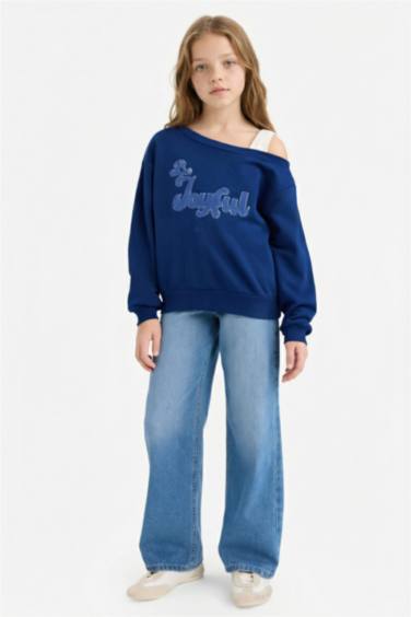 Girl Carmen Collar Sweatshirt