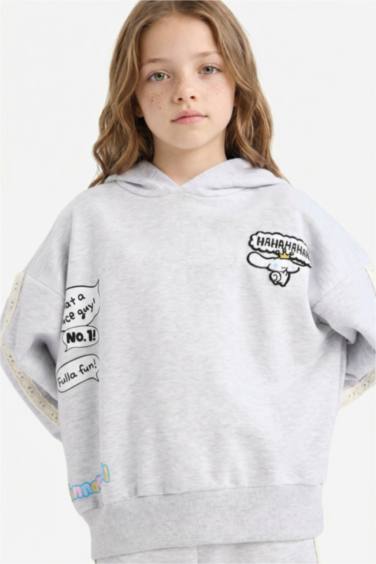 Kız Çocuk Kapüşonlu Baskılı Sweatshirt