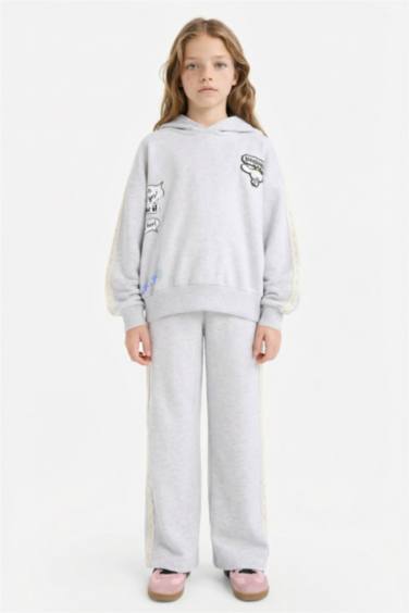 Kız Çocuk Kapüşonlu Baskılı Sweatshirt
