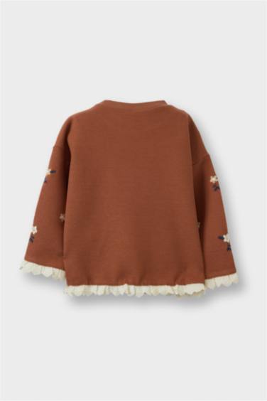 Baby Girl Oversize Fit Crew Neck Floral T-Shirt