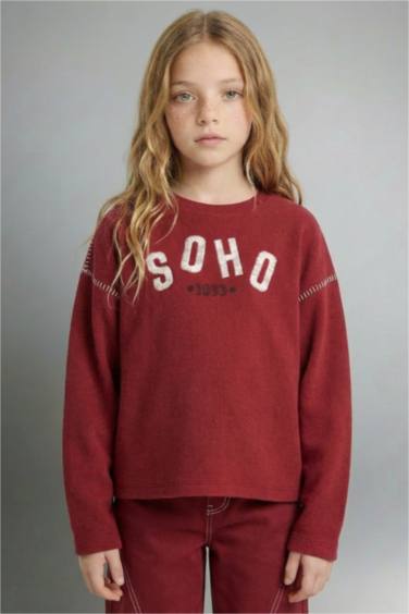 Girl Overshirt Fit Crew Neck Printed T-shirt