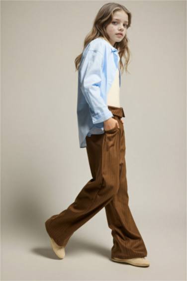 Қыздарға арналған Wide Leg кең балақты жолақты шалбар