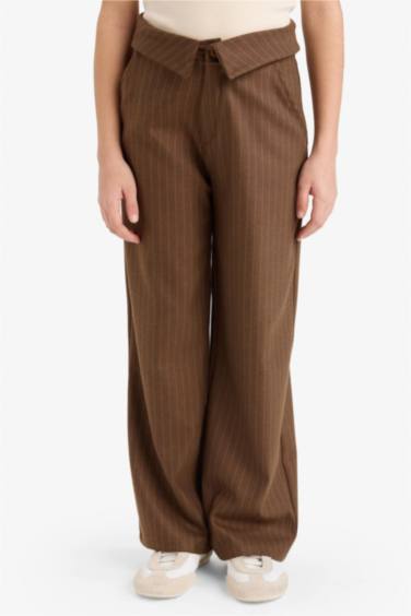 Kız Çocuk Wide Leg Geniş Paça Çizgili Pantolon