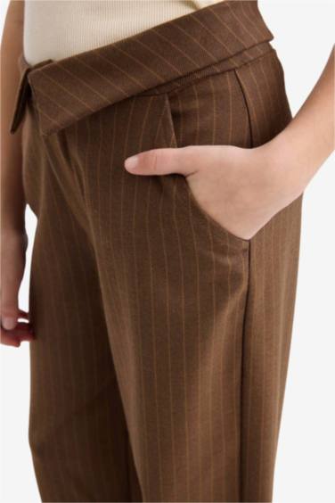 Kız Çocuk Wide Leg Geniş Paça Çizgili Pantolon