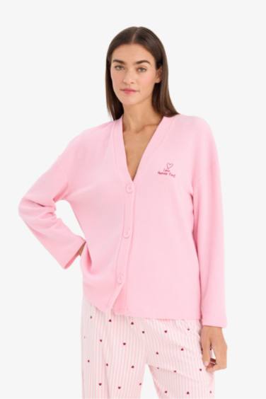 بلوزة بجامة ردن طويل وافل قصة عادية بياخة V