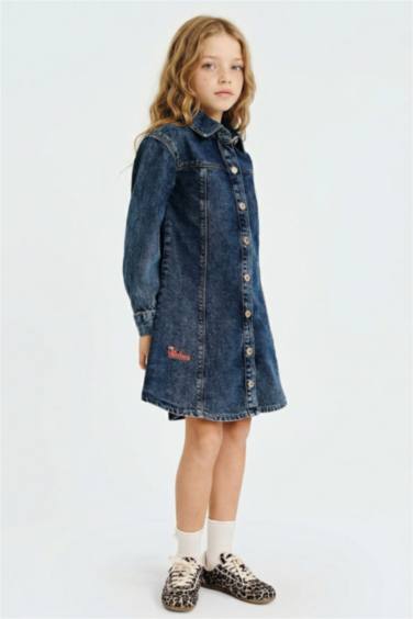 Kız Çocuk Uzun Kollu Jean Elbise