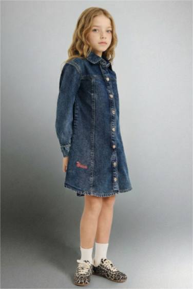 Girl Long Sleeve Denim Dress