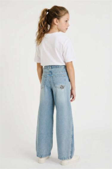 Kız Çocuk Wide Leg Geniş Paça Jean Pantolon