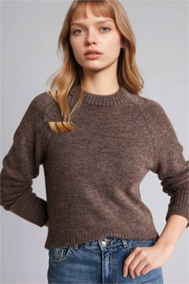 بلوز تريكو قصة عادية بياخة مستديرة