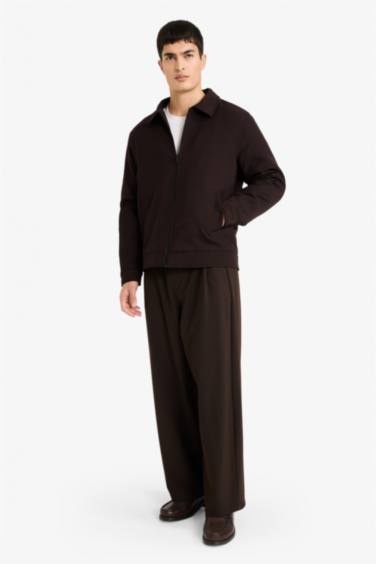 جاكيت خفيف قصة عادية بياقة قميص مبطن