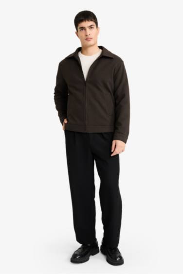 جاكيت خفيف قصة عادية بياقة قميص مبطن