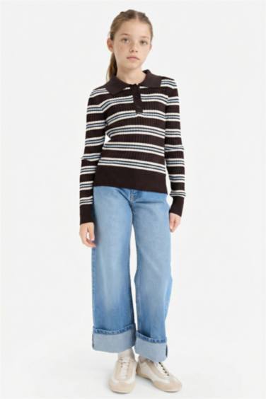 Girl Regular Fit Polo Collar Pullover