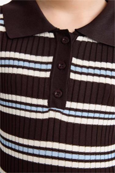 Girl Regular Fit Polo Collar Pullover